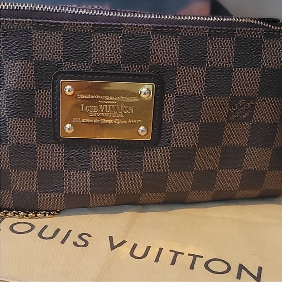 🤎LV EVA DAMIER EBENE Pochette / Clutch🎀 2015 collection✨EUC✨ - Picture 5 of 17